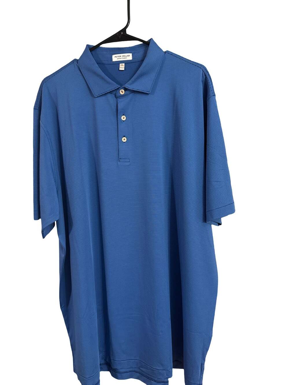 Peter Millar Summer Comfort Blue Fine Stripe Performance Polo Shirt
